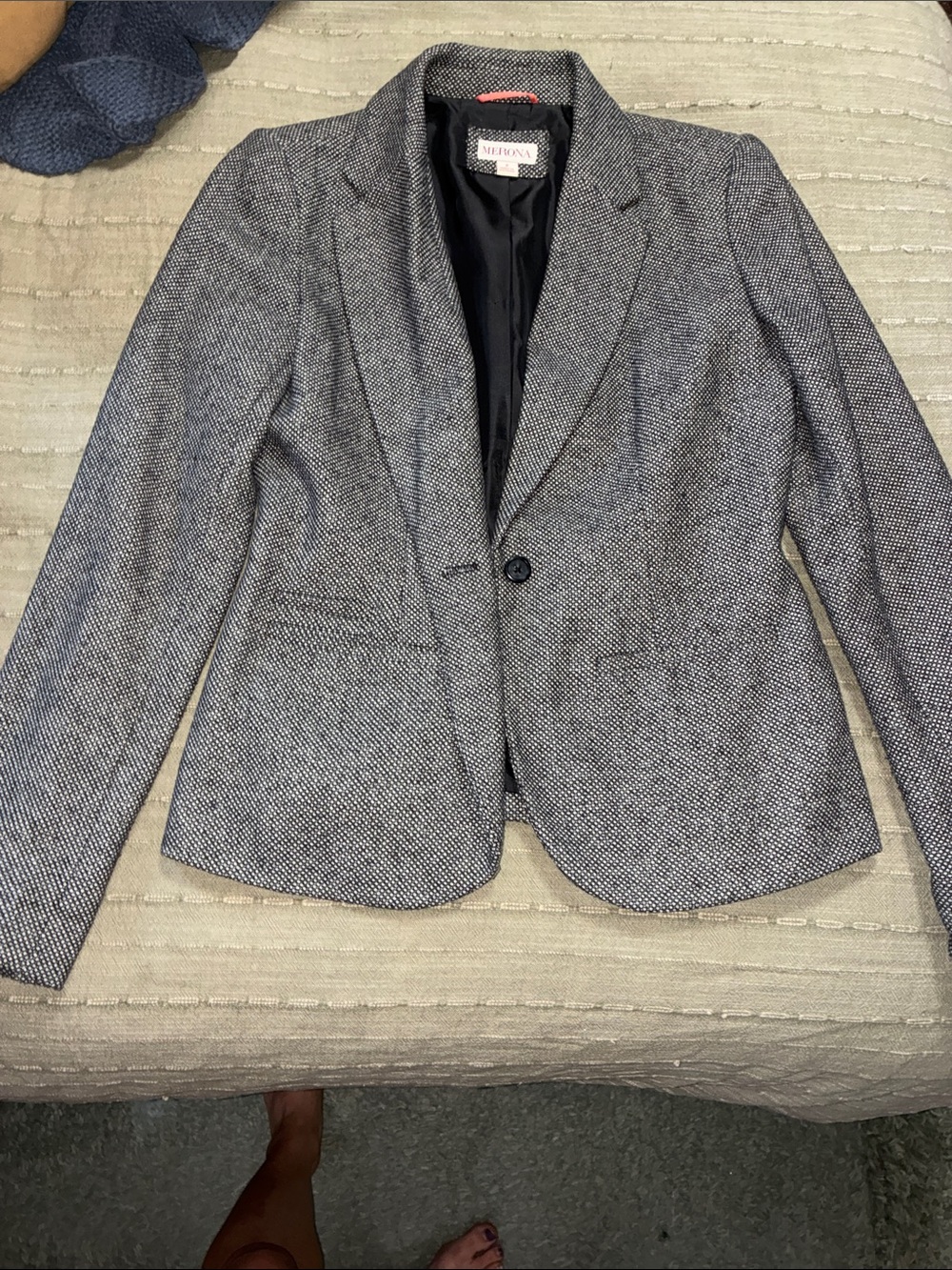 Merona Charcoal Herringbone Single-Button Blazer
